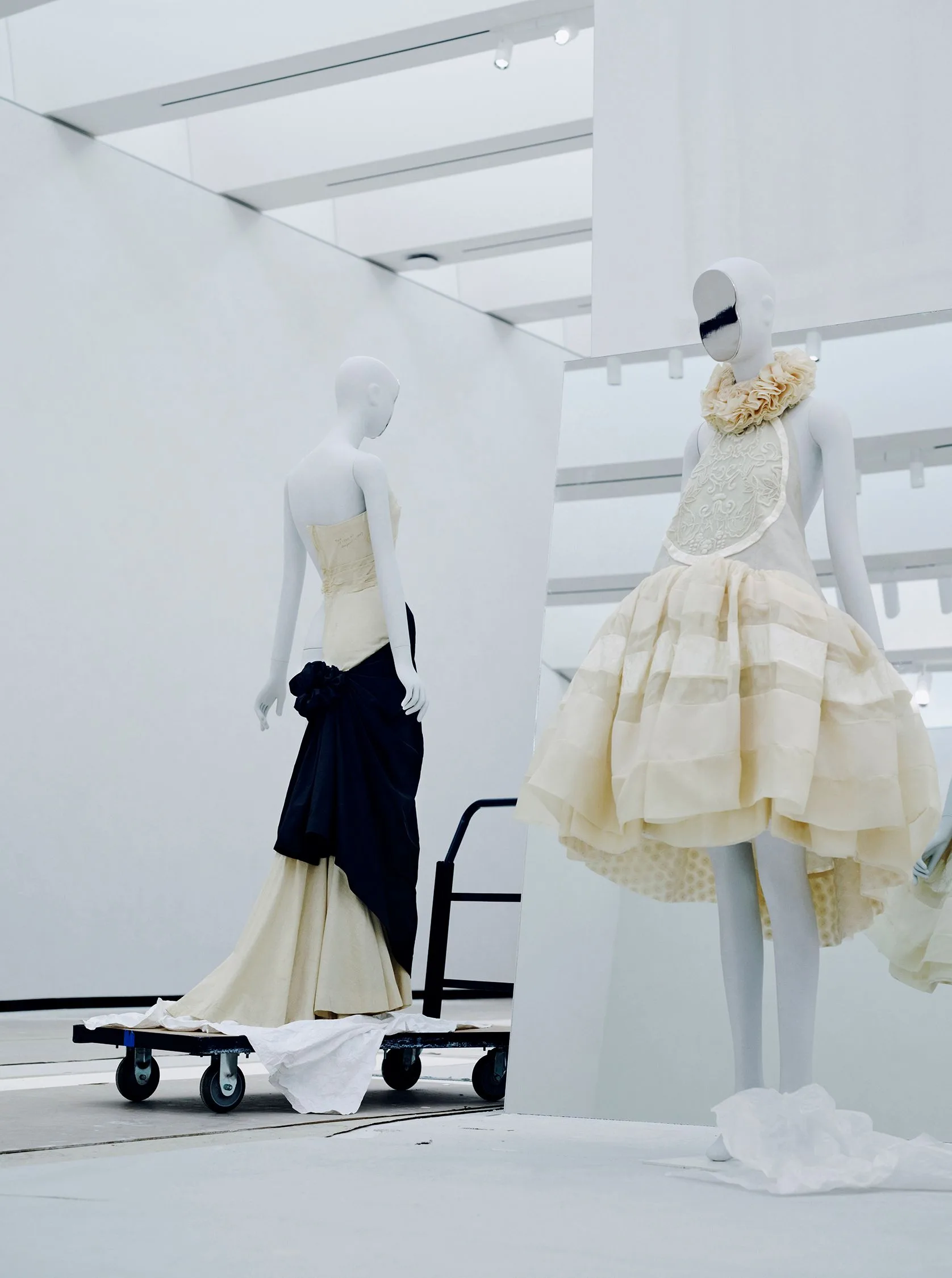 Image may contain Adult Person Wedding Mannequin Machine and Wheel